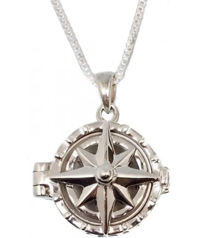 Sterling Silver Compass Rose Locket with Working Compass Personalized Locket With Chain $27.93 Necklaces