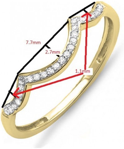 0.10 Carat (ctw) Round White Diamond Stackable Wedding Contour Band in 14K Gold 8 Yellow Gold $90.99 Rings