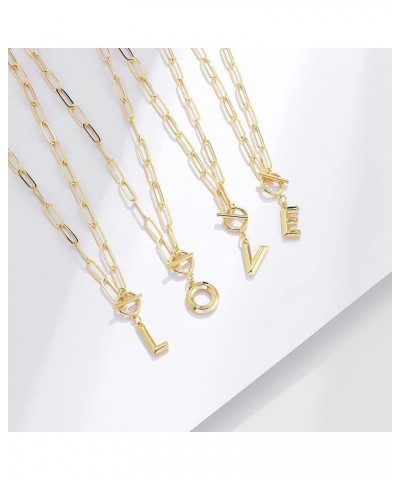 Paperclip Chain Toggle Clasp Initial Pendant Letter Necklaces for Women Gold Plated Letter M $14.77 Necklaces