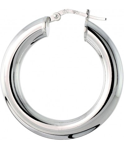 Sterling Silver 5mm Thick Tube Hoop Earrings Plain Polished Nickel Free Italy 3/4-2 3/8 inch Round 30mm (1.25 inch) $27.71 Ea...