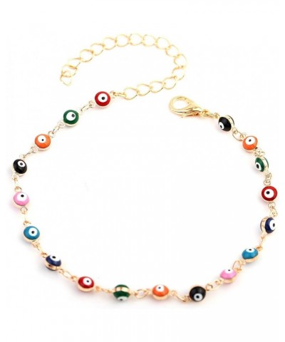 Multicolor Beads Evil Eyes Ankle Barefoot Link Chain Bracelet for Women Girls Beach Sandal Turkish Jewelry gold $6.08 Anklets