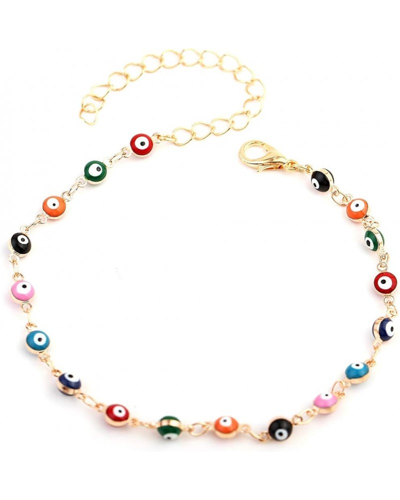 Multicolor Beads Evil Eyes Ankle Barefoot Link Chain Bracelet for Women Girls Beach Sandal Turkish Jewelry gold $6.08 Anklets