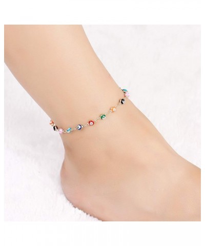 Multicolor Beads Evil Eyes Ankle Barefoot Link Chain Bracelet for Women Girls Beach Sandal Turkish Jewelry gold $6.08 Anklets