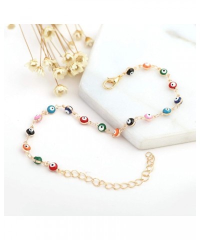 Multicolor Beads Evil Eyes Ankle Barefoot Link Chain Bracelet for Women Girls Beach Sandal Turkish Jewelry gold $6.08 Anklets