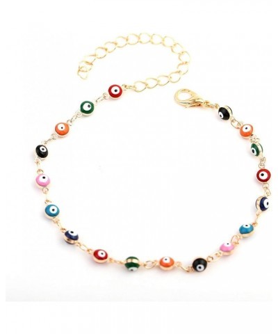 Multicolor Beads Evil Eyes Ankle Barefoot Link Chain Bracelet for Women Girls Beach Sandal Turkish Jewelry gold $6.08 Anklets