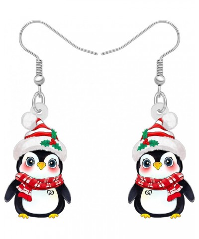 Acrylic Cute Christmas Hat Penguin Earrings Dangle Drop Anime Scarf Animals Jewelry Gifts for Women Girls Kids Party Favors D...