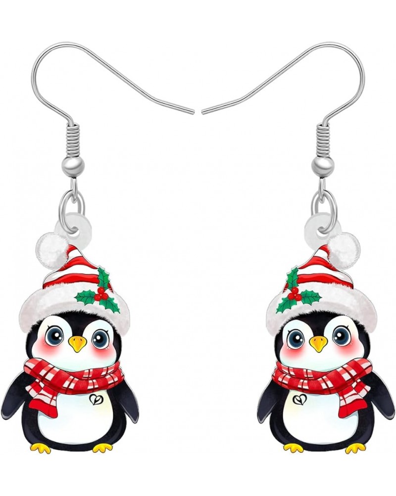 Acrylic Cute Christmas Hat Penguin Earrings Dangle Drop Anime Scarf Animals Jewelry Gifts for Women Girls Kids Party Favors D...