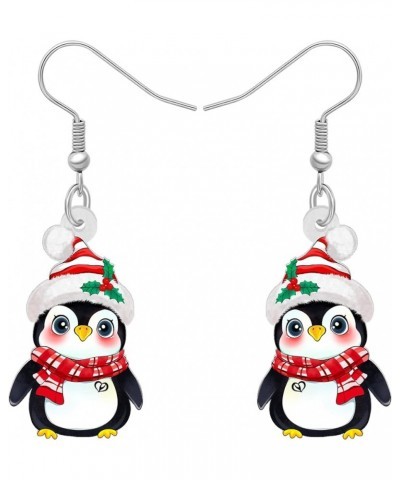 Acrylic Cute Christmas Hat Penguin Earrings Dangle Drop Anime Scarf Animals Jewelry Gifts for Women Girls Kids Party Favors D...