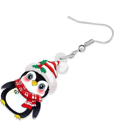 Acrylic Cute Christmas Hat Penguin Earrings Dangle Drop Anime Scarf Animals Jewelry Gifts for Women Girls Kids Party Favors D...