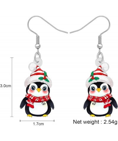 Acrylic Cute Christmas Hat Penguin Earrings Dangle Drop Anime Scarf Animals Jewelry Gifts for Women Girls Kids Party Favors D...