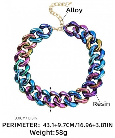 Punk Acrylic Colorful Leopard Cuban Link Chain Statement Necklace Rainbow Chunky Paperclip Collar Choker Necklace for Women T...