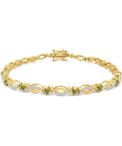 14K Yellow Gold Plated 925 Sterling Silver Link Bracelet Jewelry for Women Peridot 7.5 Inches $49.60 Bracelets