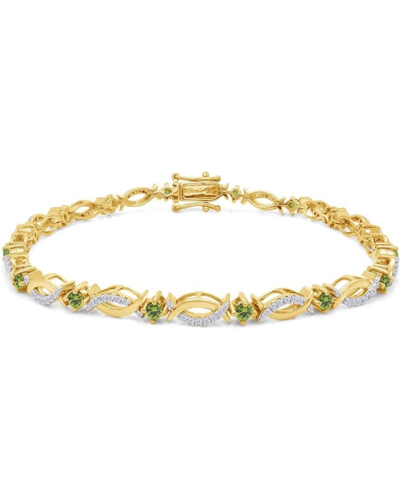 14K Yellow Gold Plated 925 Sterling Silver Link Bracelet Jewelry for Women Peridot 7.5 Inches $49.60 Bracelets