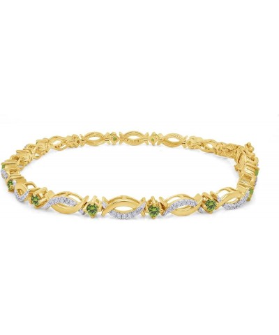 14K Yellow Gold Plated 925 Sterling Silver Link Bracelet Jewelry for Women Peridot 7.5 Inches $49.60 Bracelets