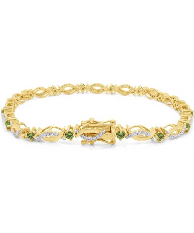 14K Yellow Gold Plated 925 Sterling Silver Link Bracelet Jewelry for Women Peridot 7.5 Inches $49.60 Bracelets