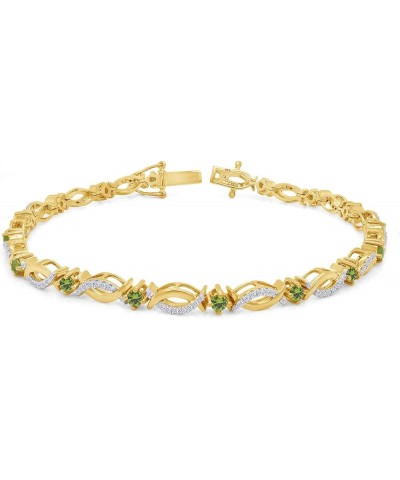 14K Yellow Gold Plated 925 Sterling Silver Link Bracelet Jewelry for Women Peridot 7.5 Inches $49.60 Bracelets