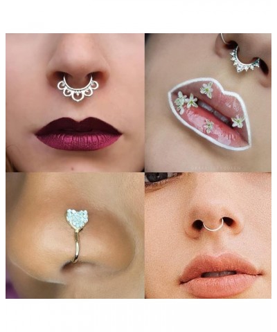 15 Pcs Stainless Steel Fake Nose Ring Hoop for Men Women Faux Septum Piercing Ring Fake Nose Cuff Rose Gold $8.39 Body Jewelry