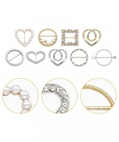 36 Pcs Scarf Tie Buckle Rings for Women, Scarf Ring Clips T-Shirt Clips Clothes Corner Knotted Button, Fashion Pearl Rhinesto...