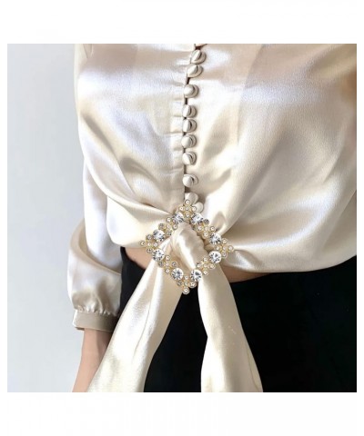 36 Pcs Scarf Tie Buckle Rings for Women, Scarf Ring Clips T-Shirt Clips Clothes Corner Knotted Button, Fashion Pearl Rhinesto...