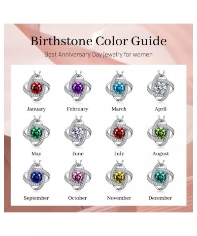 Birthstone Necklace Gifts for Women, Love Knot Necklaces for Women 925 Sterling Silver Birthstone Jewelry Mothers Valentines ...