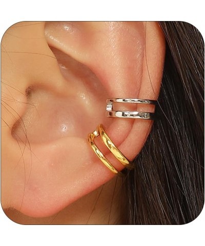 Ear Cuff Earrings for Women Ear Cuffs Non Piercing Clip On Cartilage Earrings Gold Knot Earrings for Women Round Huggie Non P...