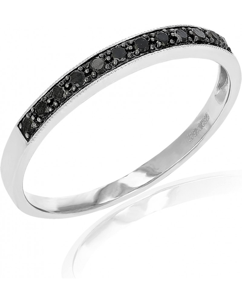 1/5 cttw Black Diamond Wedding Band in .925 Sterling Silver with Milgrain $39.95 Bracelets