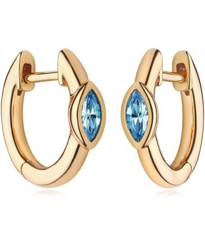 Women Huggie Earrings Gold Hoop 14K Gold Filled Small Simple Hypoallergenic Everyday Jewelry Eye Light Blue $11.99 Earrings