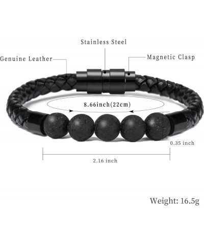 Cremation Jewelry Lava Stone Urn Bracelet for Ashes for Women Men Chakra Healing Balancing Genuine Leather Memorial Bracelets...