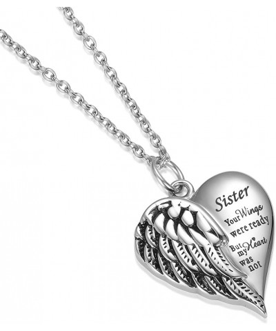 Cremation Jewelry for Ashes Engraved Your Wings were Ready but My Heart was Not Heart Urn Necklace Memorial Pendant TX-Sister...