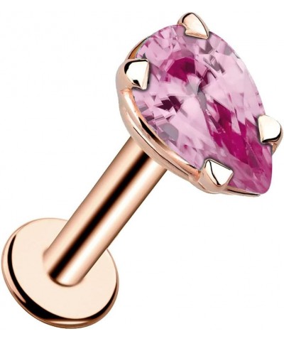 Pink Tourmaline Pear Shaped Flat Back Earring 14K Rose Gold | 14G | 3/8" (9.5mm) $89.90 Body Jewelry