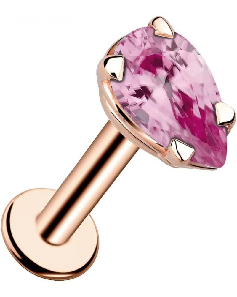 Pink Tourmaline Pear Shaped Flat Back Earring 14K Rose Gold | 14G | 3/8" (9.5mm) $89.90 Body Jewelry