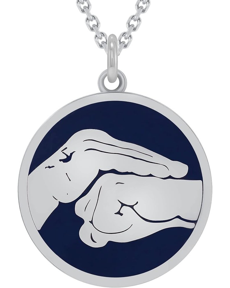 Martial Arts Karate Pendant Necklace in Solid 14k Gold, Made in America 20" Necklace Blue Enamel White Gold $149.85 Necklaces