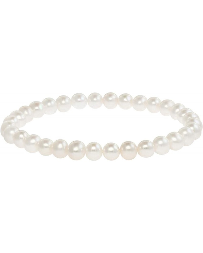 Round Freshwater Cultured Pearl Bride & Bridesmaid 8" Stretch Strand Bracelet - Choice of Pearl Size and Color White 9.5-10.5...