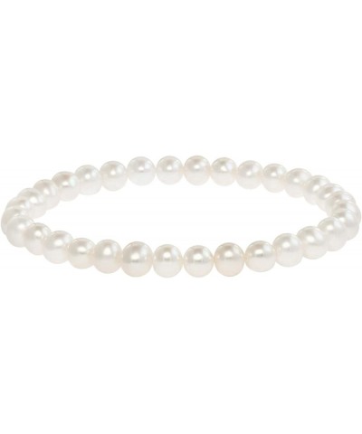 Round Freshwater Cultured Pearl Bride & Bridesmaid 8" Stretch Strand Bracelet - Choice of Pearl Size and Color White 9.5-10.5...