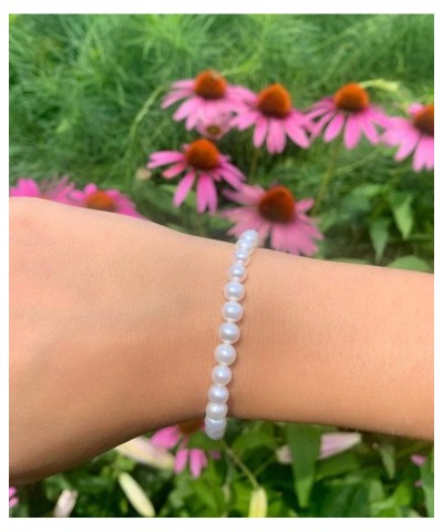 Round Freshwater Cultured Pearl Bride & Bridesmaid 8" Stretch Strand Bracelet - Choice of Pearl Size and Color White 9.5-10.5...