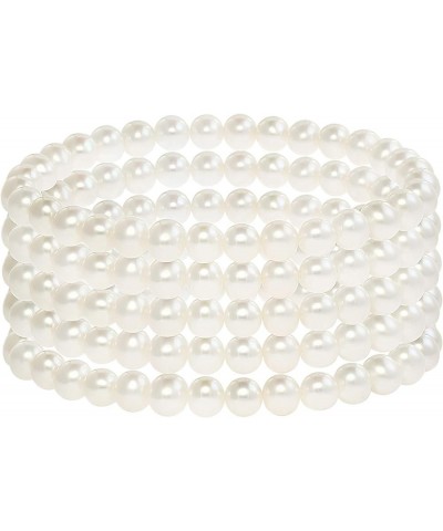 Round Freshwater Cultured Pearl Bride & Bridesmaid 8" Stretch Strand Bracelet - Choice of Pearl Size and Color White 9.5-10.5...