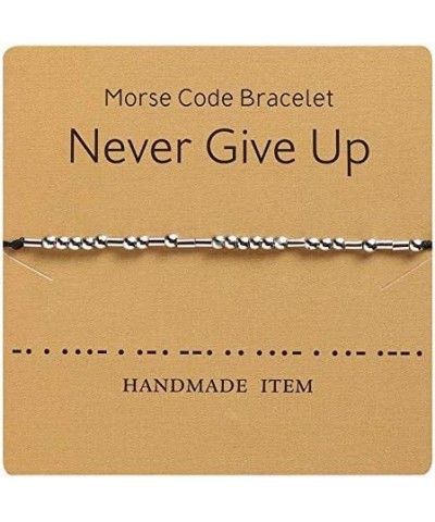 Morse Code Special Meaning Beaded Cylinder on Silk Cord Bracelets with Secret Inspirational Message Card for Women Men Jewelr...