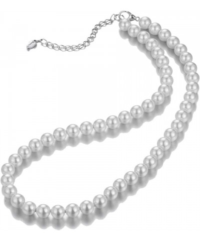 Beaded Strand Pearl Choker Necklace - Fashion Jewelry Birthday Gifts For Women 21-8mm White $8.54 Necklaces