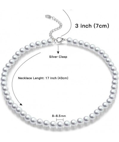 Beaded Strand Pearl Choker Necklace - Fashion Jewelry Birthday Gifts For Women 21-8mm White $8.54 Necklaces