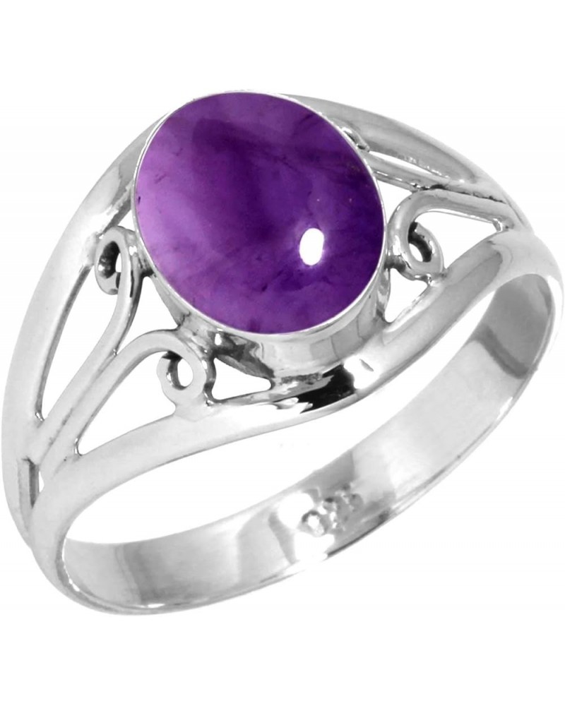 925 Sterling Silver Handmade Ring for Women 8x10 Oval Gemstone Statement Jewelry for Gift (99052_R) Amethyst $18.62 Rings