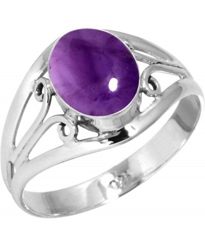 925 Sterling Silver Handmade Ring for Women 8x10 Oval Gemstone Statement Jewelry for Gift (99052_R) Amethyst $18.62 Rings