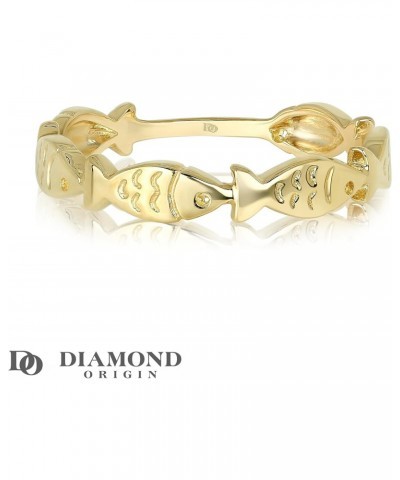 14K Solid Gold Fish Stackable Ring Real 585 Gold Fashion Band Sizes 5-9 $86.10 Rings