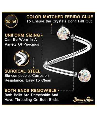 Stainless Steel Twisted Barbell 16 gauge 5/16 8mm 3mm Crystal Ball Lobe Earrings Labret Piercing Jewelry See More Colors B:3P...