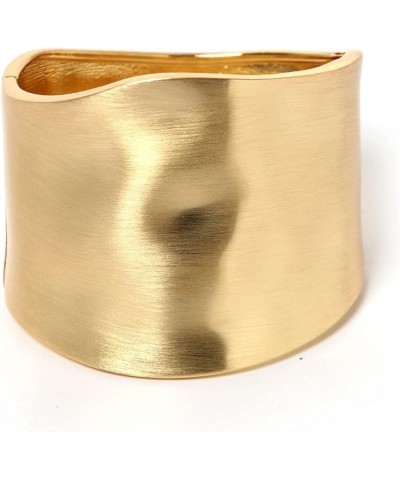 Gold Tone Wide Chunky Bangle Bracelet for Women Polished Frosted Irregular Twist Grooved Cuff Bangle for Girls Simple exagger...