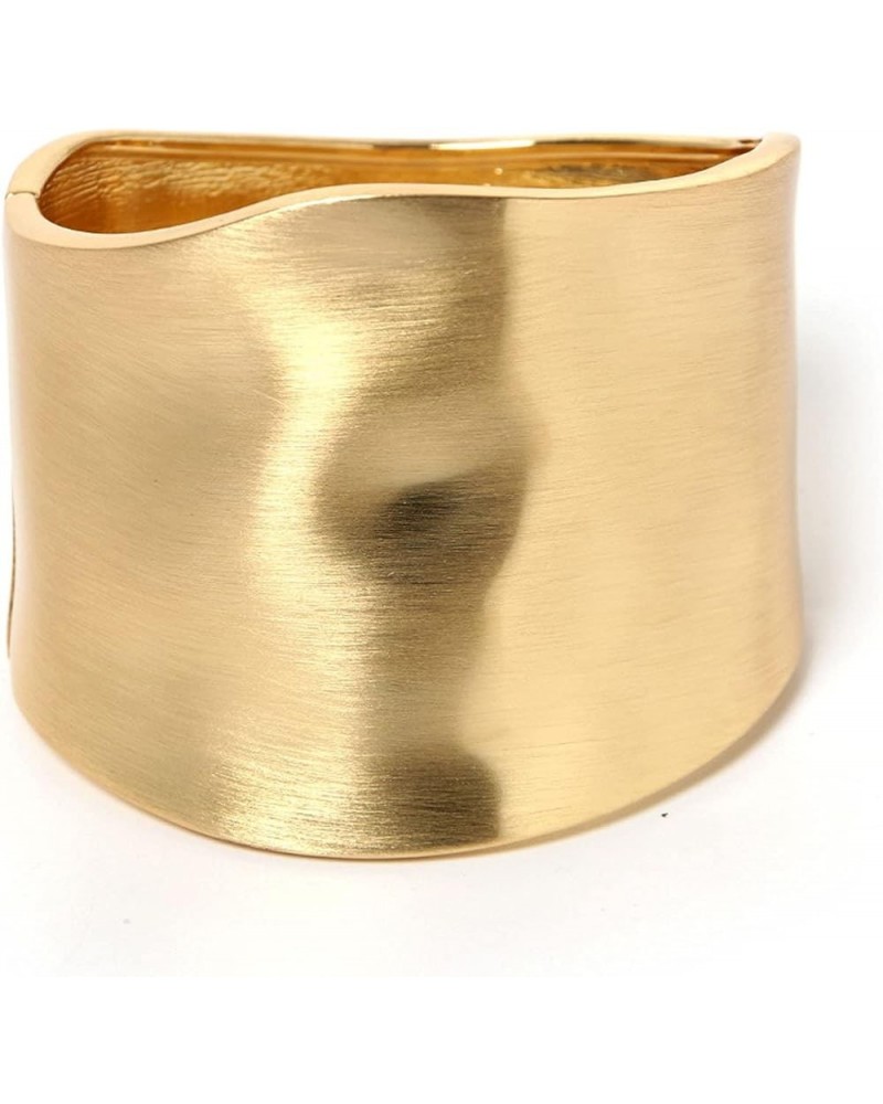 Gold Tone Wide Chunky Bangle Bracelet for Women Polished Frosted Irregular Twist Grooved Cuff Bangle for Girls Simple exagger...