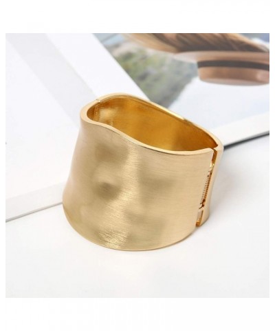 Gold Tone Wide Chunky Bangle Bracelet for Women Polished Frosted Irregular Twist Grooved Cuff Bangle for Girls Simple exagger...