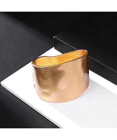 Gold Tone Wide Chunky Bangle Bracelet for Women Polished Frosted Irregular Twist Grooved Cuff Bangle for Girls Simple exagger...