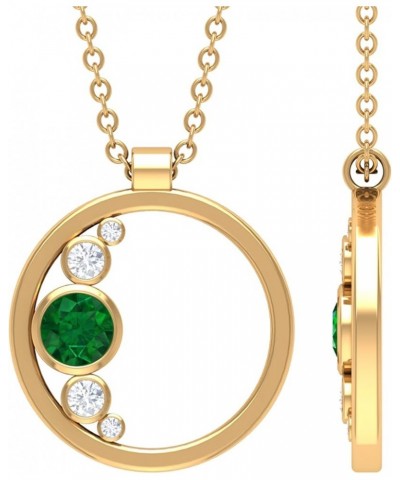 Real Emerald Minimal Open Circle Pendant Necklace| AAA Quality| Birthday/Anniversary Jewelry for Women 18K Yellow Gold $195.1...