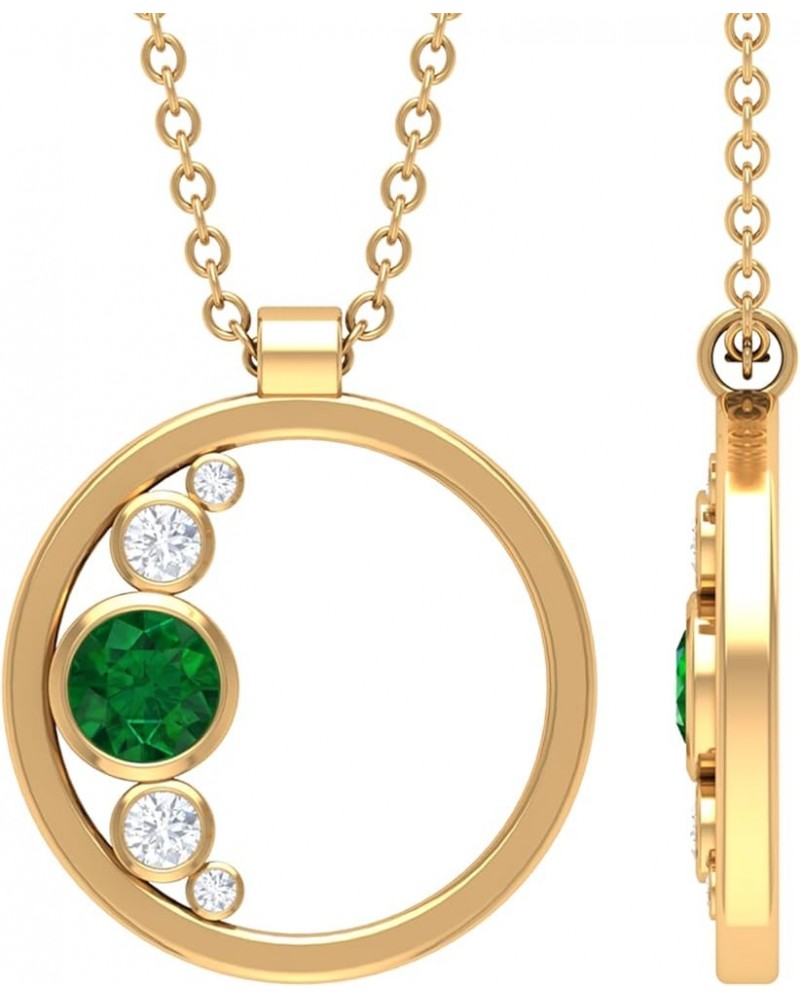 Real Emerald Minimal Open Circle Pendant Necklace| AAA Quality| Birthday/Anniversary Jewelry for Women 18K Yellow Gold $195.1...