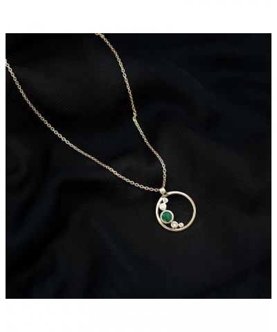 Real Emerald Minimal Open Circle Pendant Necklace| AAA Quality| Birthday/Anniversary Jewelry for Women 18K Yellow Gold $195.1...